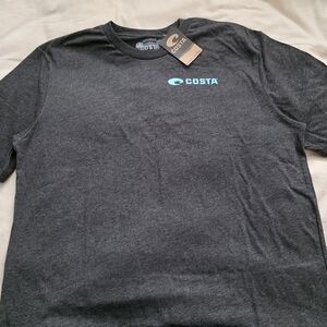 Costa Men's Charcoal Tee with Blue Logo